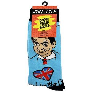 Oooh Yeah Blue Long Live Mr Bean Mens Dress Socks OSFM Size 8-13 Gift Him